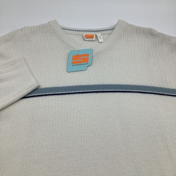 Sideout Mens Long Sleeve V Neck Sweater White Size Large NWT - Picture 1 of 6